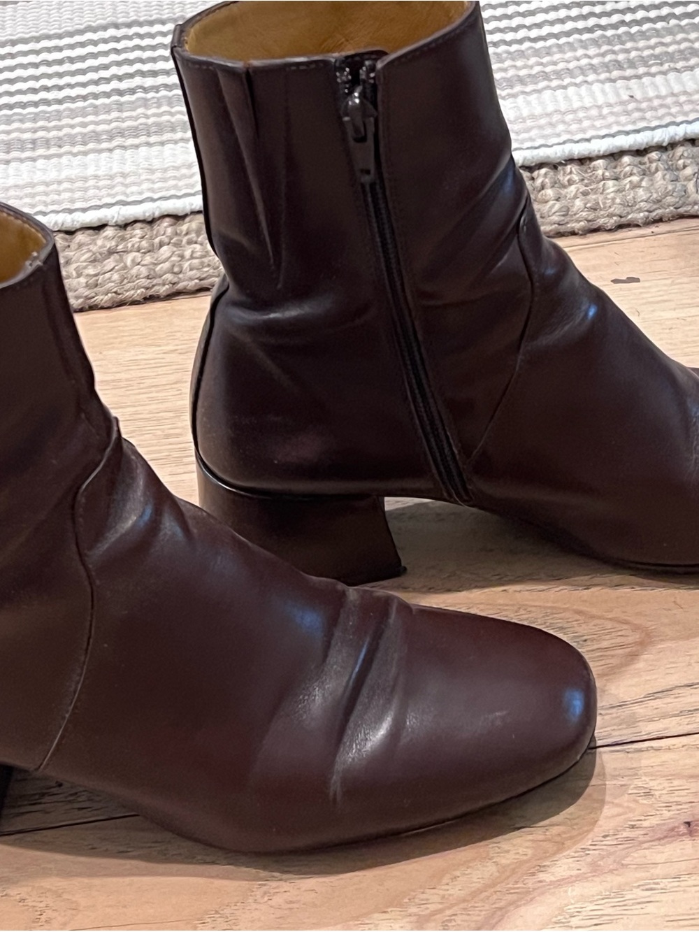 Sezane Brown Leather Ankle Boots, with Side Zip - Picture 3 of 5